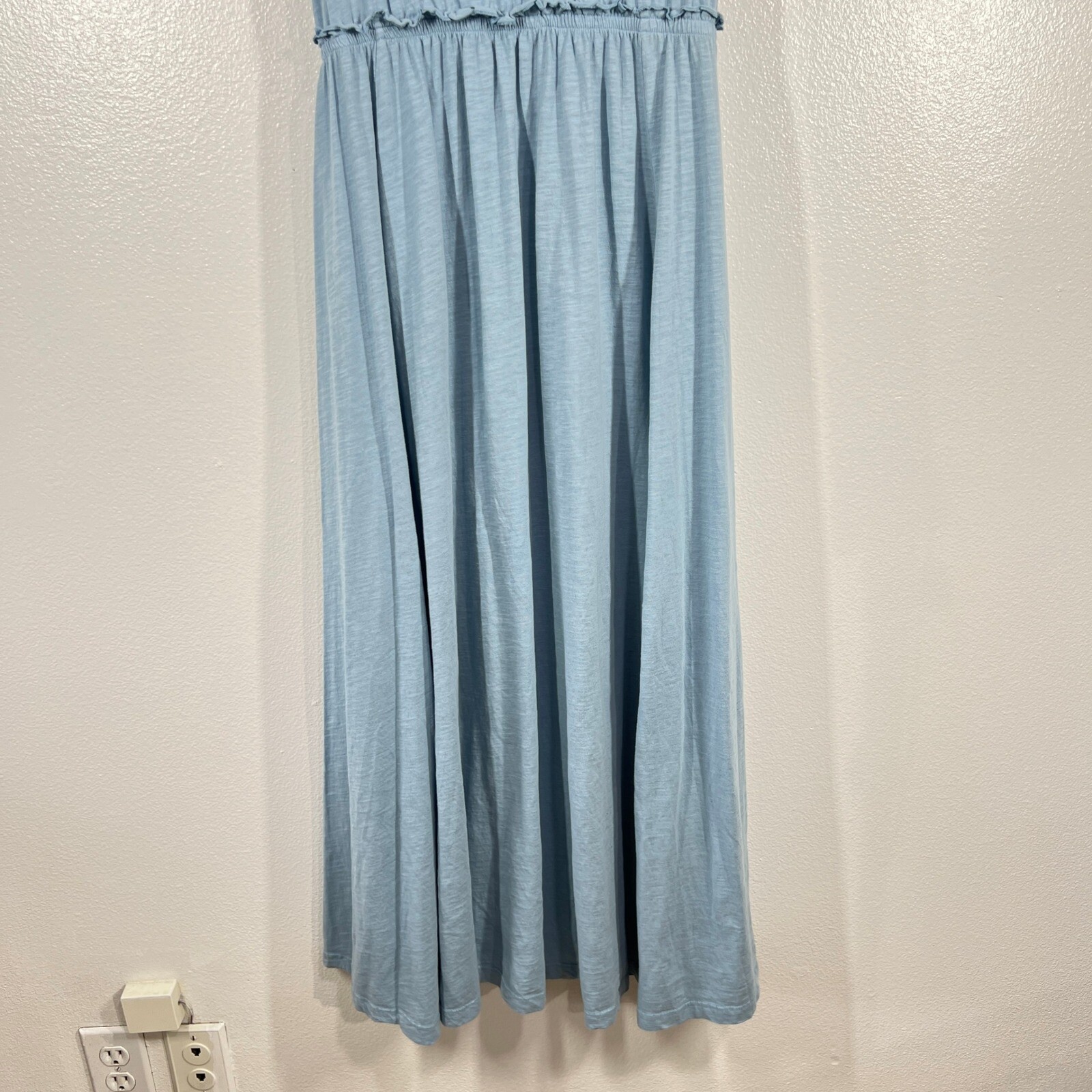 Dip Organic Cotton Maxi Dress Casual Sundress Criss Cross Back Blue Large