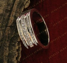 1.50Ct Channel Set Cubic Zirconia Unisex Wedding Band Ring 7.5 in 925 Silver