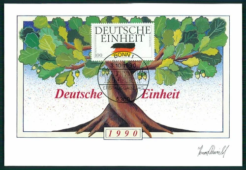 GERMANY MK 1990 GERMAN UNITY TREE OAK CARTE MAXIMUM CARD MC CM gd76