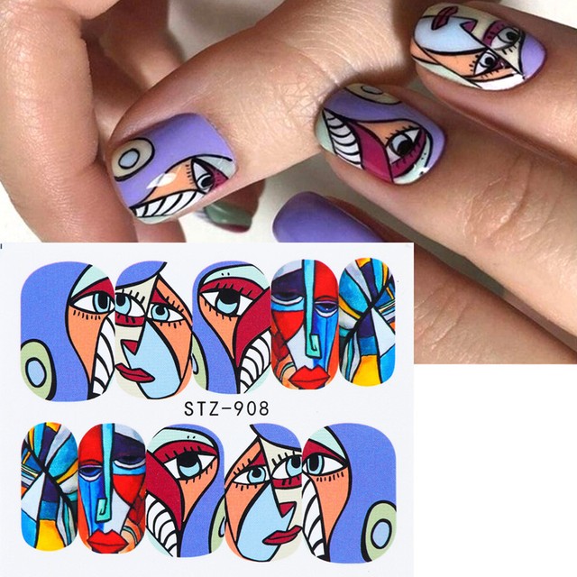 Nail Art Decoration Abstract Face Nail Sticker Water Transfer Decals