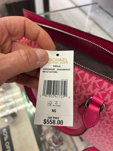 Michael Kors Pink MK Signature Sheila Medium Bag Satchel Purse Handbag Messenger - Picture 18 of 18