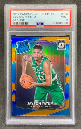 2017-18 Donruss Optic JAYSON TATUM Orange Prizm Rated Rookie SP /199 Mint PSA 9
