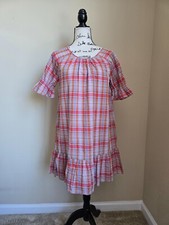 Madewell plaid ruffle sleeve popover mini dress womens XXS casual cotton