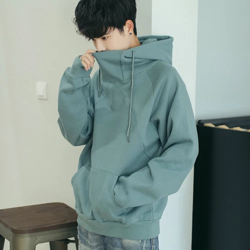 Men's Loose Casual Street Hoodie Long Sleeve Turtleneck Pullover Sweatshirt Tops - Foto 38 di 39