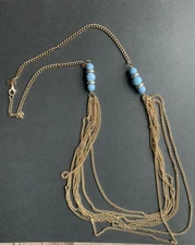 Charming Charlie Blue Howlite Faux Turquoise Multi Layered Chain Necklace