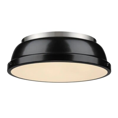  Golden Lighting 3602-14 PW-BK Duncan 14 in. 2-Light Pewter Flush Mount