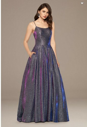 Adam Iridescent Glitter Ball Gown 