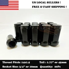 20PC 14X1.5 FOR DODGE/RAM BLACK 1.77" WHEEL LUG NUT BULGE ACORN CONICAL SEAT