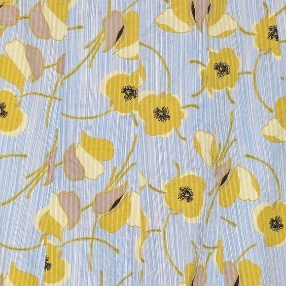 Falda Sigrid Olsen Talla 8 Amarillo Estampado Floral Línea A Hasta la Rodilla 100% Algodón Azul Foto 2 de 4