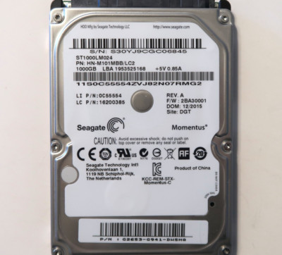 Seagate ST1000LM024 HN-M101MBB/LC2 2BA30001 (S30) G2653-G941 2.5'' 1TB DEC/2015
