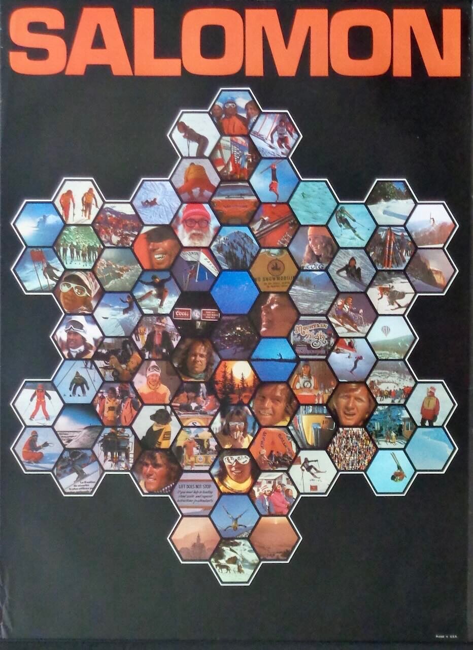 SALOMON SCI NIDO D'APE poster pubblicitario originale anni 70 SCI NM