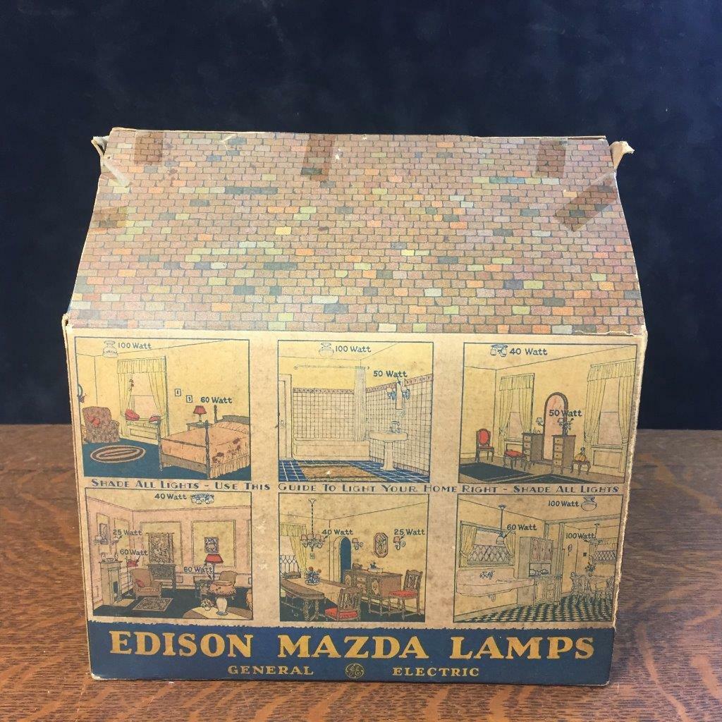 Vintage 1920s Edison Mazda Lamps Cardboard Paper House Light