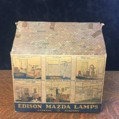 Vintage 1920s Edison Mazda Lamps Cardboard Paper House Light