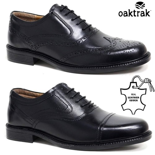 Mens Leather Brogues Smart Formal Office Casual Lace Up Oxford Derby Shoes Size - Picture 1 of 18