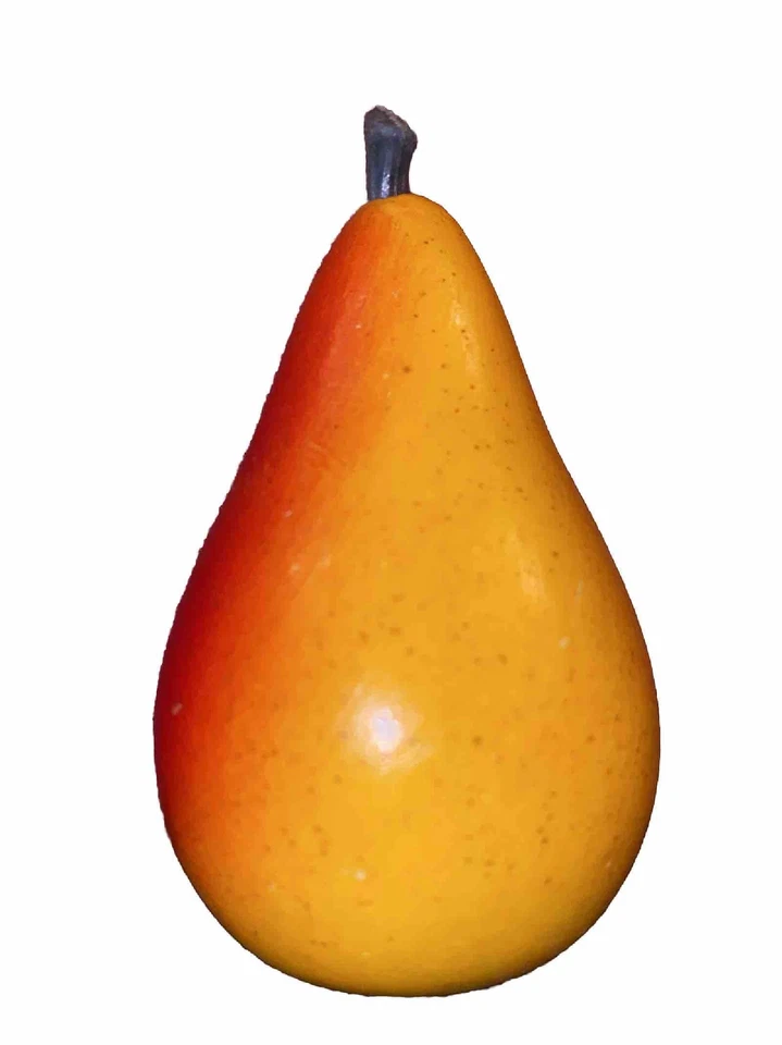 VTG Soap Stone Fruit Pear Yellow Red Speckled Realistic Painted Food Decor - Image 4 of 4