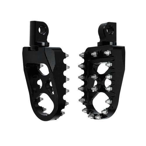 Black Wide MX Style Foot Pegs Rests Pedals Fit For Harley Dyna Sportster Bobber - Picture 8 of 11
