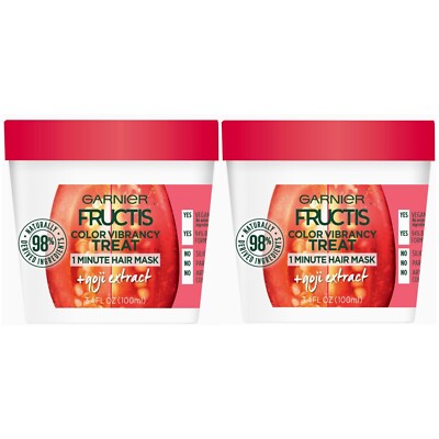 2 Garnier Fructis Color Vibrancy Treat 1 Minute Hair Mask with Goji Extract