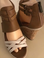 Dolce Vita women chestnut brown leather platform wedge sandals US 9.5 Euro 40.5