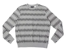 PAUL SMITH JEANS Size S Zig Zag Grey Cotton Crew-Neck Pullover Men's Sweater 943