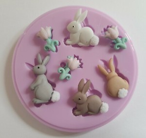 Paques Lapins Moule Silicone Pour Gateau Toppers Chocolat Argile Etc Ebay