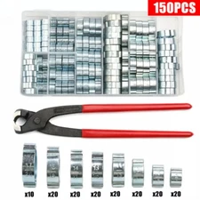 80/150x Double Ear Clamp O Clips Crimp Air Silicone Petrol Water Fuel Hose Pipe