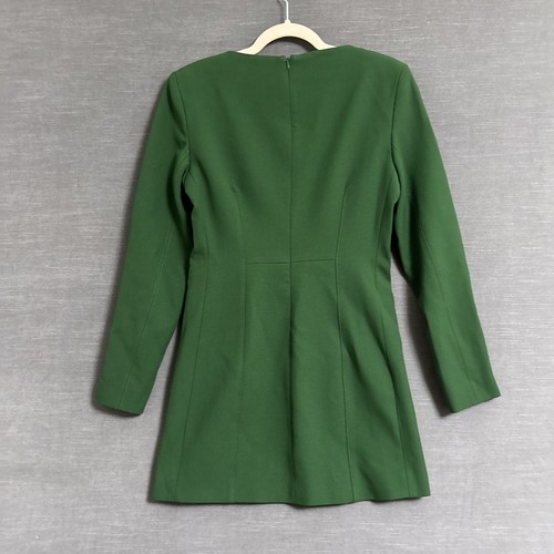 Zara Dress S Green Long Sleeve Mini Minimalist Career Modern Holiday Cocktail - Picture 4 of 13