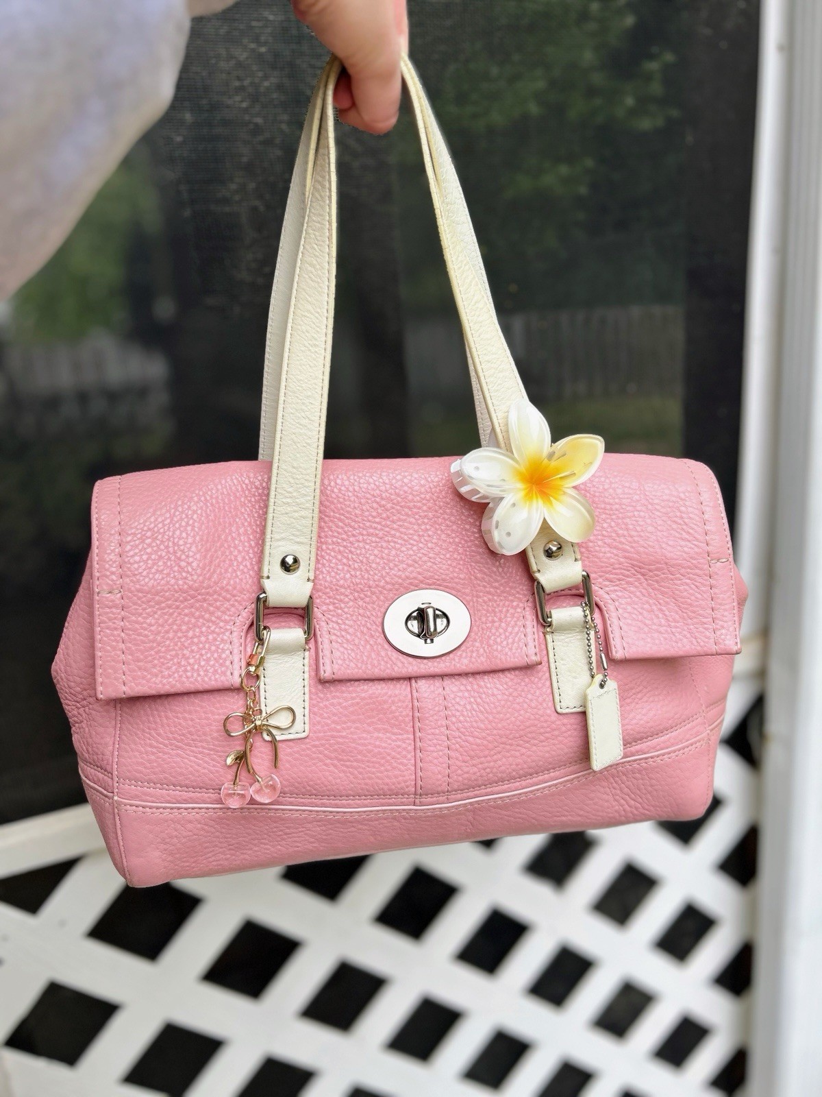 Coach Pink Pebbled Satchel Leather Satchel