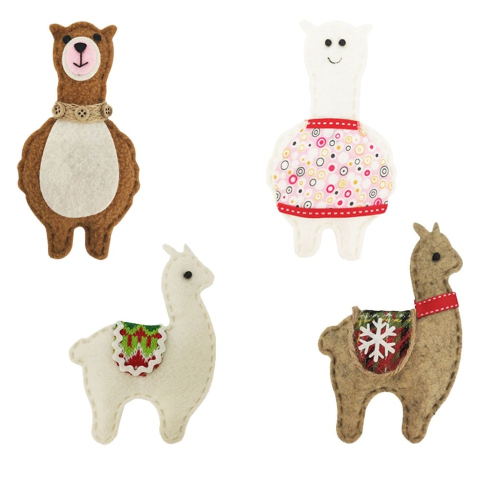 Assorted Color Alpaca Doll Christmas Tree Decorations 4Pcs Hanging ...