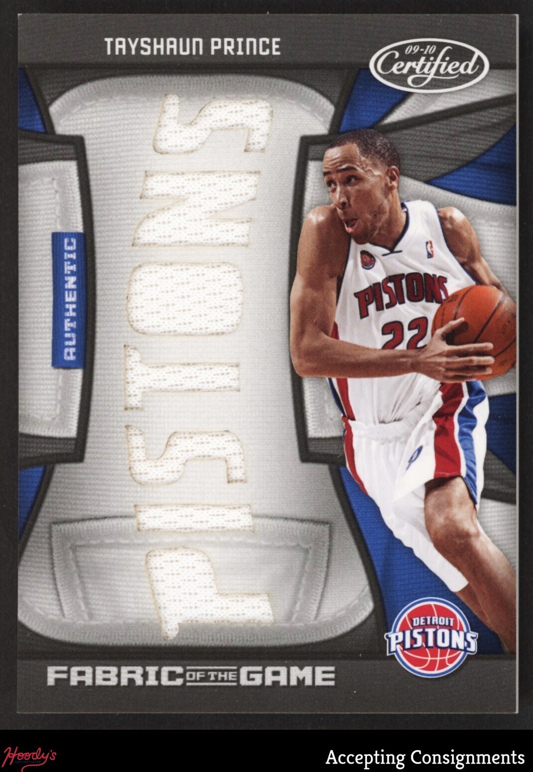 2009-10 Certified Game Team Die Cuts Tayshaun Prince GAME-USED JERSEY 14/25 view 1