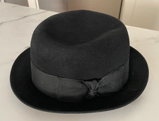 Vintage Champ Kasmir Finish Black Felt Fedora Size Medium 7 - 7 1/8
