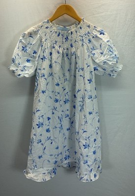 Hill House Home Caroline Nap Dress Womens XS White Blue Floral midi Dress