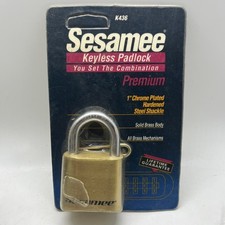 Sesamee Keyless Padlock, 5/16 in Shackle dia, 1 in L X 1 in W, Brass Body