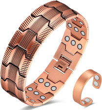 Pulsera de cobre para hombre de triple fuerza con imanes potentes de 3800 Gauss