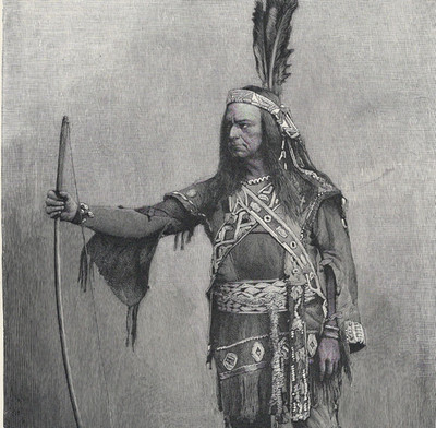 FORREST AS METAMORA Native American Stage Costume Actor 1892 Antique Engraving