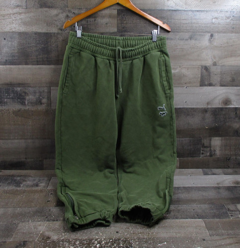 Puma, Puma x Maison Kitsuné Pants Mens Large Green Joggers Sweatpants Zip Cuff Logo