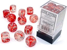 Chessex Nebula Dice Block 16mm d6 Red with Silver Luminary (12 dice)