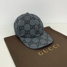 Gucci GG Monogram Ripstop Recycled Polyester Baseball Cap Hat Gray Size M