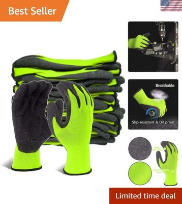 Crinkle Latex Rubber Hand Coated Safety Work Gloves for Men Women General Mul...