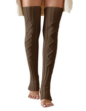Women's Extra Long Stirrup Leg Warmers Winter Knitted Over Knee Thigh High Fo...