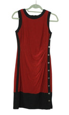 Lauren Ralph Lauren Women's Red Black Ruched Dress Size 4
