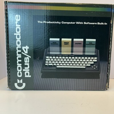 Vintage Commodore Plus/4 Computer With Original Box, Cords, And Manuals Tested