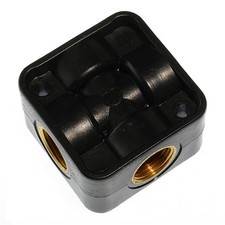 Druckluftverteiler VDK 814, 4-fach G 1/4" Druckluftwanddose Kunststoff Schwarz