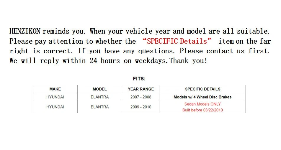 KIT PASTILLAS FRENO CERÁMICAS ROTORES DISCO DELANTEROS Y TRASEROS SE ADAPTA A HYUNDAI ELANTRA 2007-2010. Foto 2 de 4