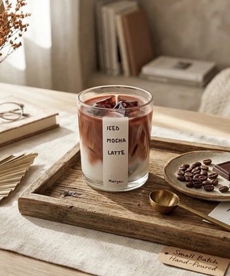 Iced Mocha Latte Candle Hand Poured Jar Candle Coffee Scented 8 oz MERGEN CANDLE