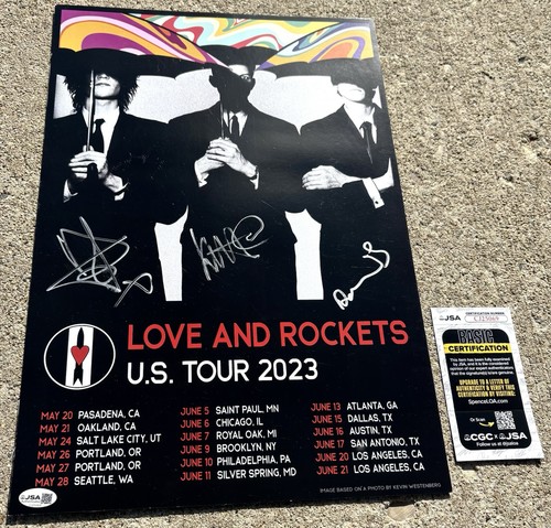 LOVE AND ROCKETS SIGNED Poster JSA COA 2023 Tour BAUHAUS