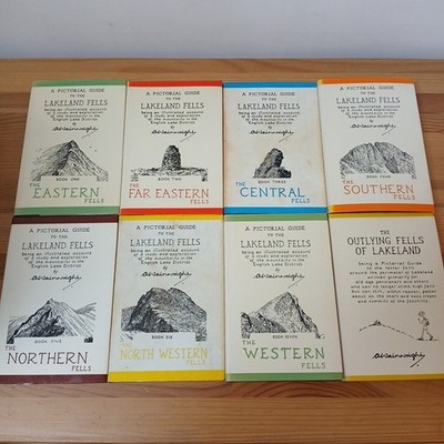 8 x Vintage Alfred Wainwright Pictorial Guide To The Lakeland Fells Inc Outlying