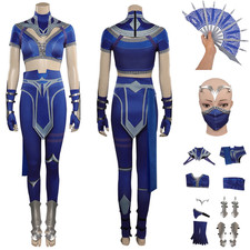 Kitana MK Costume Kitana Fighting Suit Cosplay Folding Fan Halloween Women's set