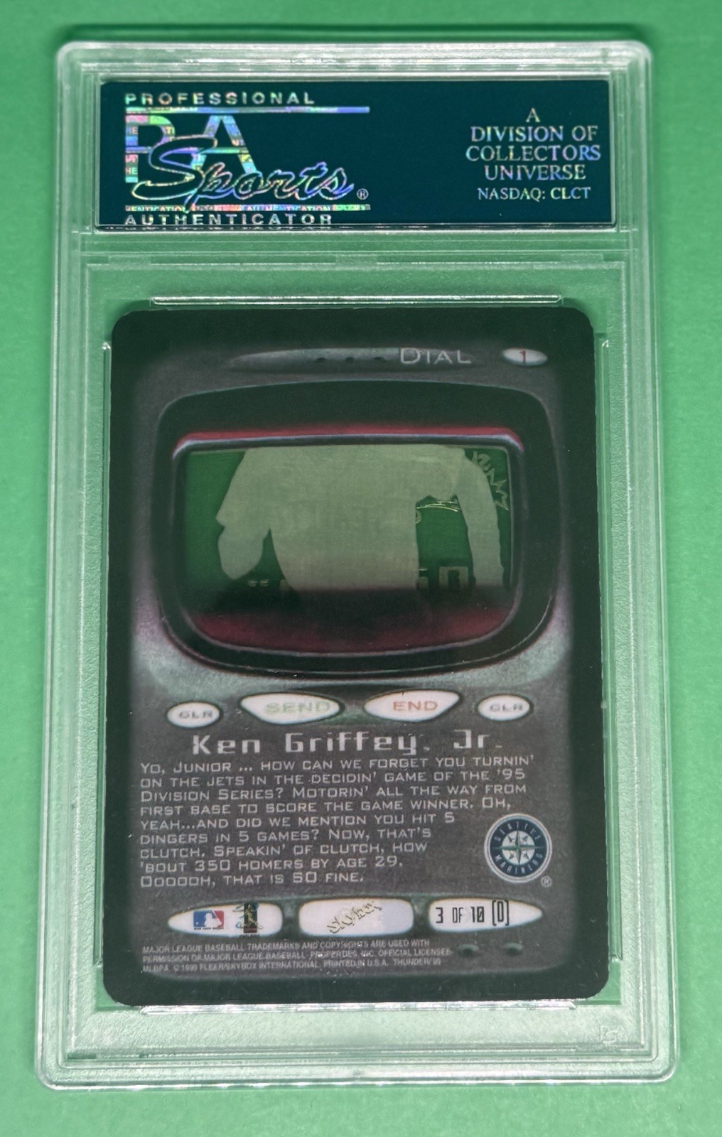1999 SKYBOX THUNDER KEN GRIFFEY JR. DIAL 1 INSERT SP PSA 9 MINT LOW POP MARINERS view 2