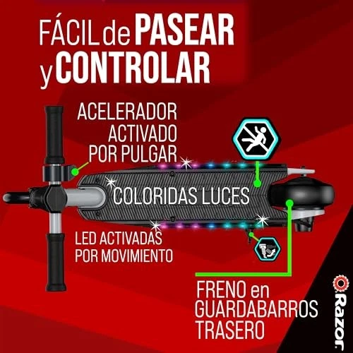 Razor - Power Core E90 Scooter Eléctrico Lightshow con 10 mph Velocidad Máxima - Plateado Foto 3 de 4