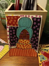 Aceo Original Mixed Media Abstract Woman - Helen Marie In Winter